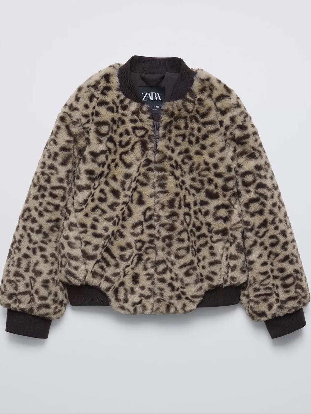 Zara Kids Leopard Faux Fur Bomber Jacket 9-10Y
